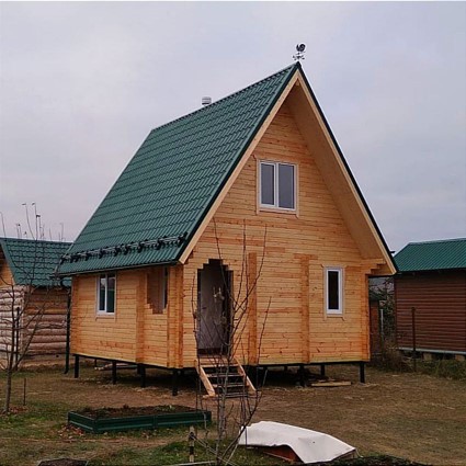 Двухэтажная баня 6х6м из клееного бруса 130х120мм