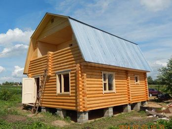 Баня с мансардой из бревна 1537