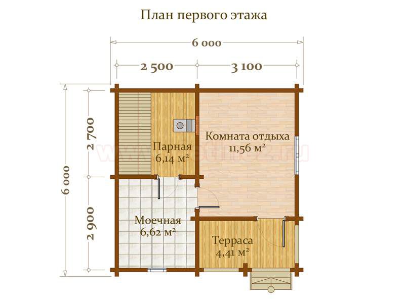 Баня 6х3 из бруса 150х150 проекты